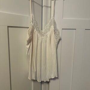 Elegant White Lace Trim Tank Top